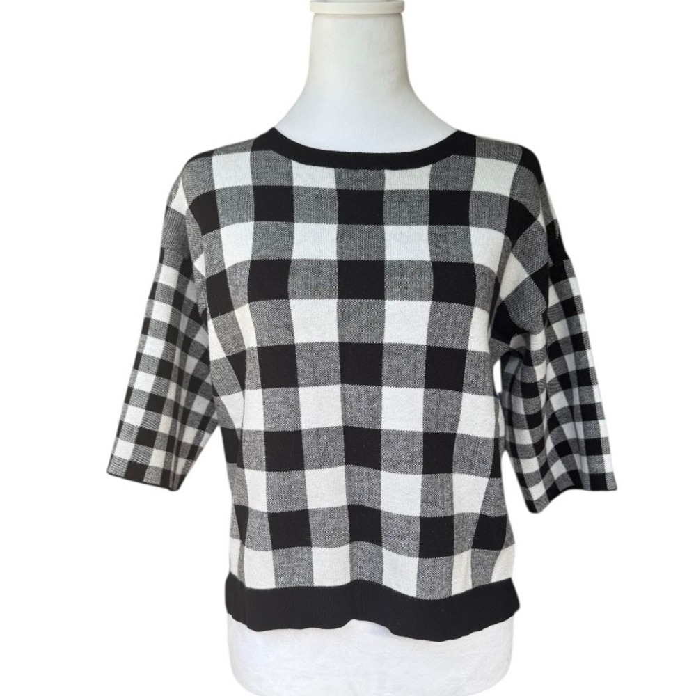 Karen Mullen Buffalo‎ Plaid Short Sleeve sweater